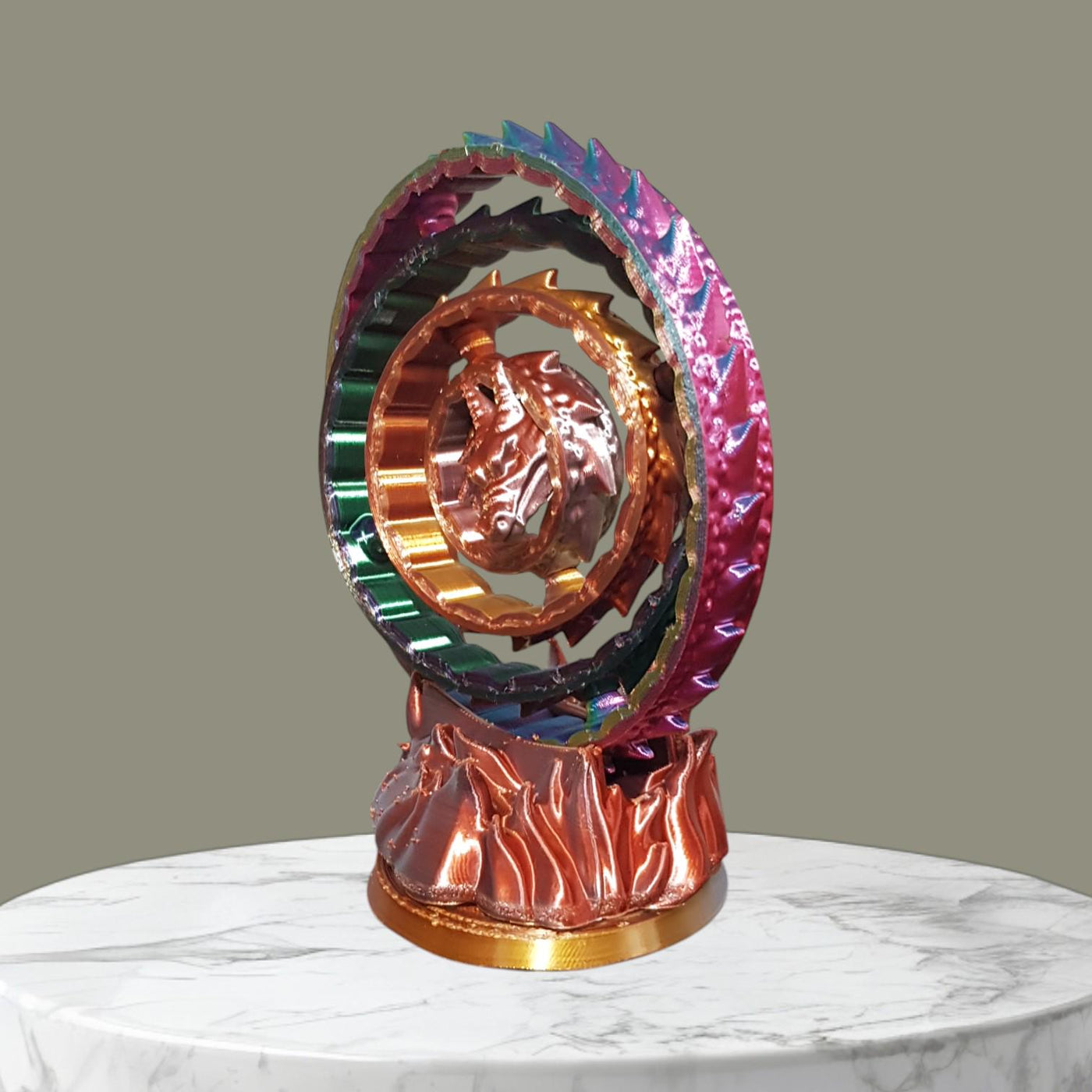 Gyroscope Dragon Toy – Articulated Dragon with Fire Effect Base, Decorative & Functional Gyroscope, Perfect for Display and Entertainment