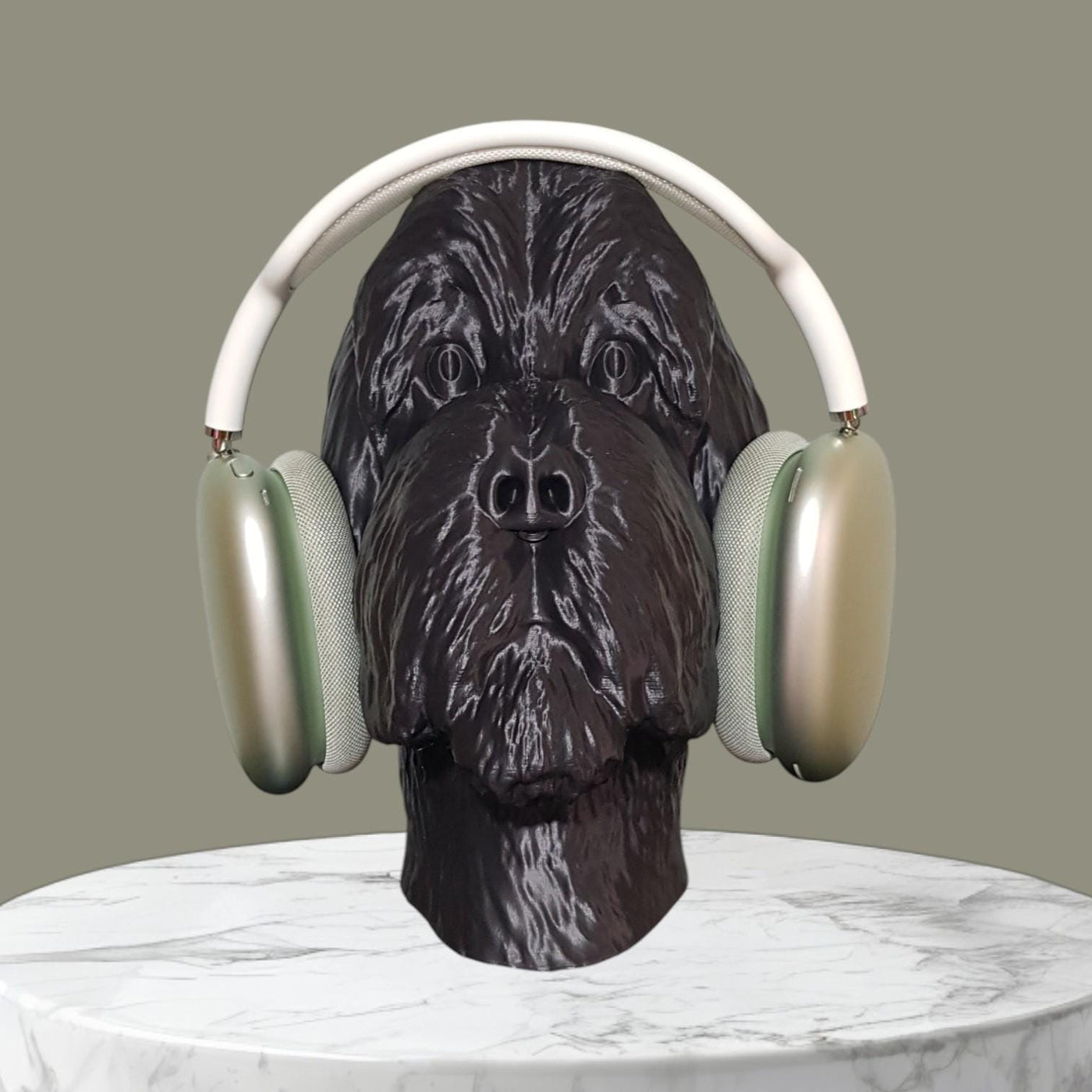 Dog Head Headphone Stand – Unique Sculpted Dog Head Display for Headphones
