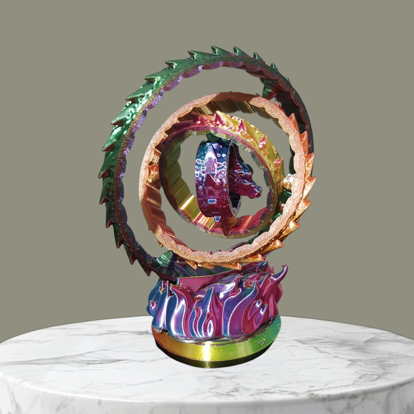 Gyroscope Dragon Toy – Articulated Dragon with Fire Effect Base, Decorative & Functional Gyroscope, Perfect for Display and Entertainment