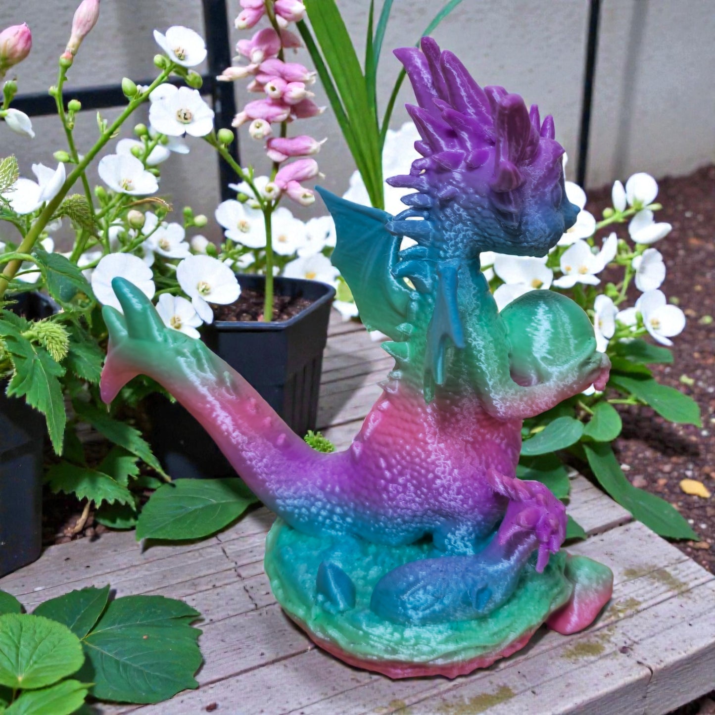 Cute 3D Printed Dragon Figurine with Egg- Colorful PLA Plastic Collectible