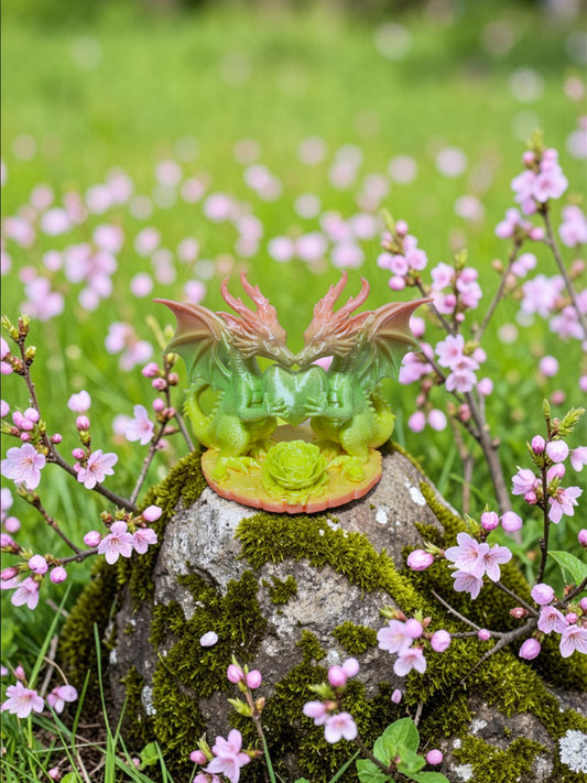 Cute 3D Printed Dragon Figurine with Heart - Colorful PLA Plastic Collectible