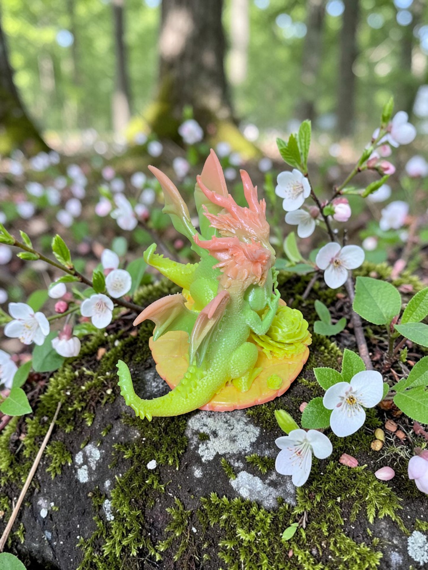 Cute 3D Printed Dragon Figurine with Heart - Colorful PLA Plastic Collectible