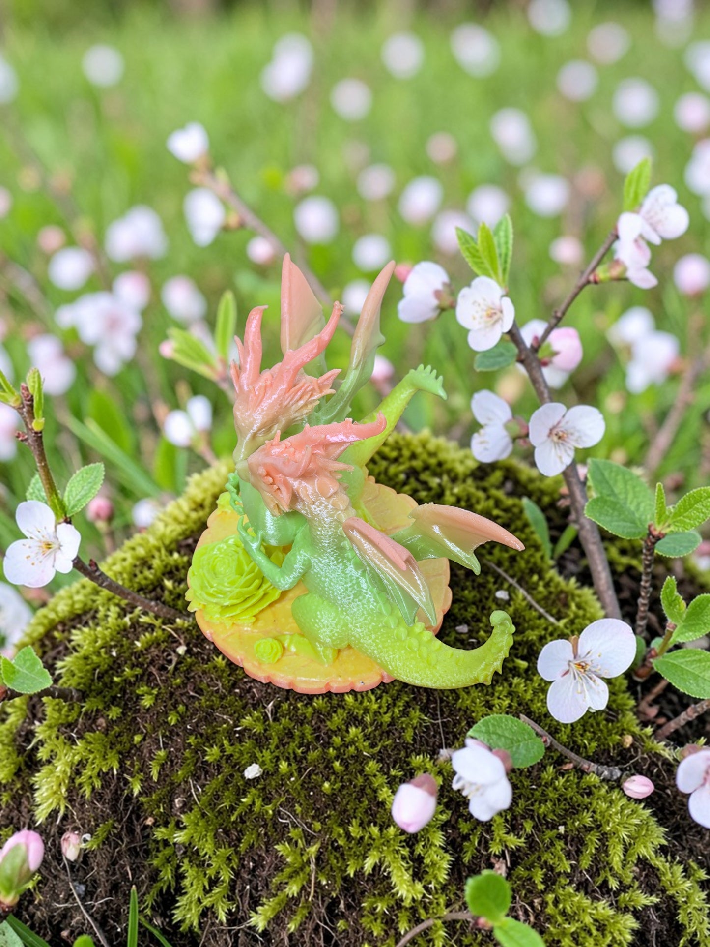 Cute 3D Printed Dragon Figurine with Heart - Colorful PLA Plastic Collectible