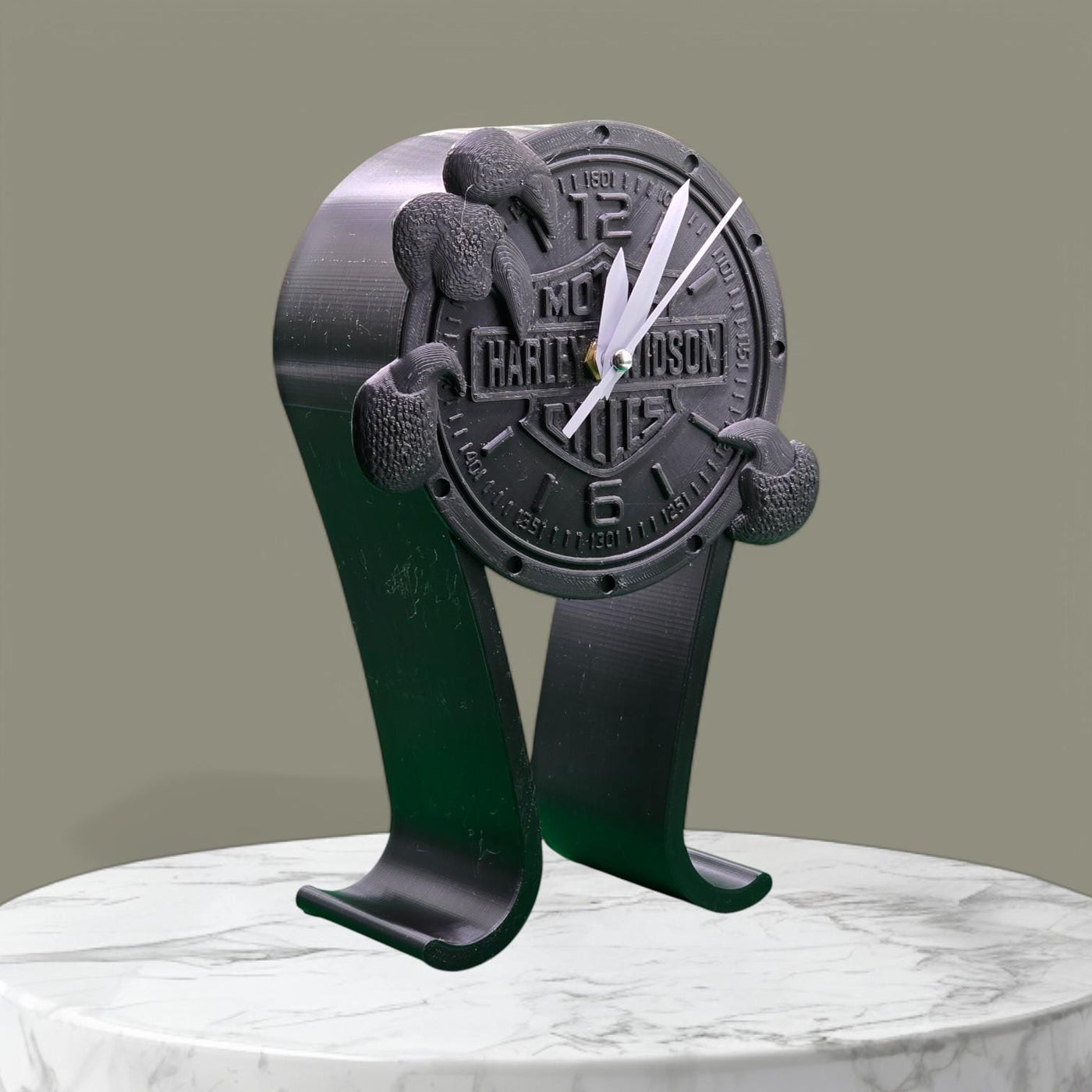 Harley Davidson-Inspired Headphone Stand and Clock – Unique Desk Organizer for Bikers, Functional Decor and Gift for Motorcycle Enthusiasts