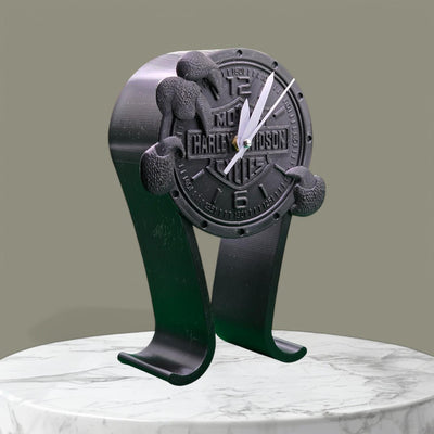 Harley Davidson-Inspired Headphone Stand and Clock – Unique Desk Organizer for Bikers, Functional Decor and Gift for Motorcycle Enthusiasts