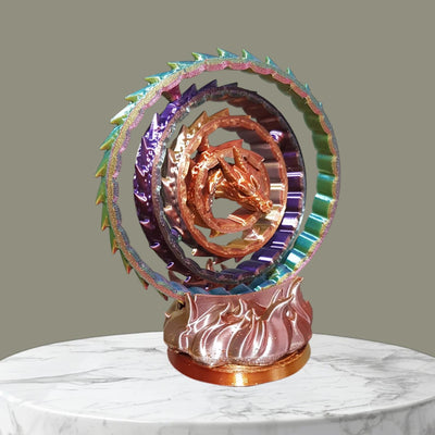 Gyroscope Dragon Toy – Articulated Dragon with Fire Effect Base, Decorative & Functional Gyroscope, Perfect for Display and Entertainment