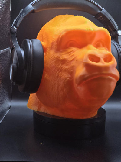 Gorilla Head Headphone Stand – Unique 3D Printed Holder for Gaming, Desk, or Office | Fun & Functional Headset Organizer