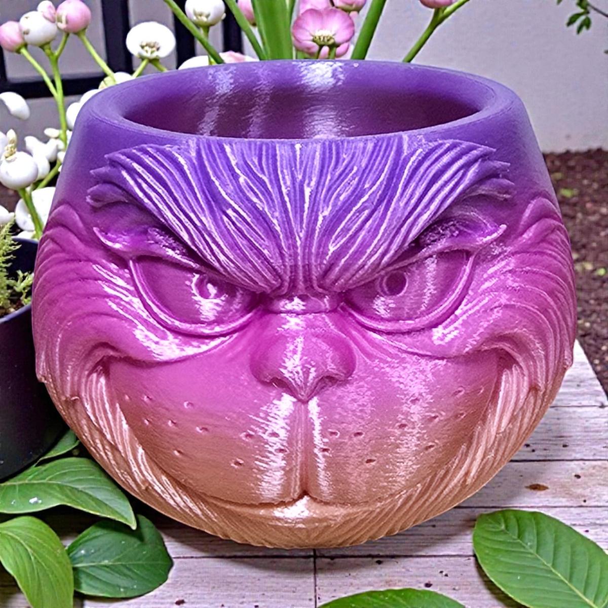 Grinch Face Planter Pot - Colorful  Flower Pot or Pencil Holder