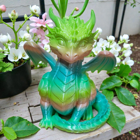 Cute 3D Printed Dragon Figurine - Colorful PLA Plastic Collectible