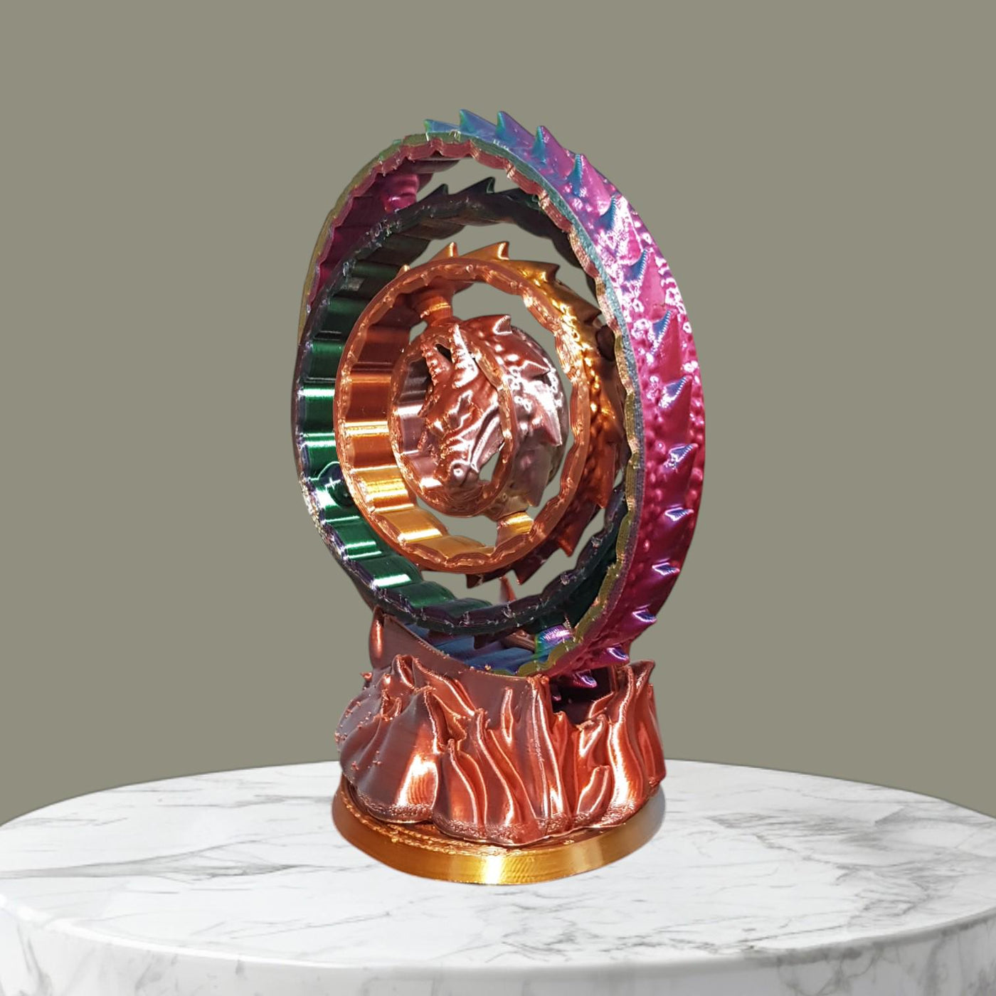 Gyroscope Dragon Toy – Articulated Dragon with Fire Effect Base, Decorative & Functional Gyroscope, Perfect for Display and Entertainment
