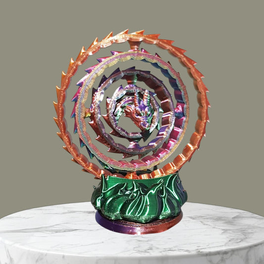 Gyroscope Dragon Toy – Articulated Dragon with Fire Effect Base, Decorative & Functional Gyroscope, Perfect for Display and Entertainment