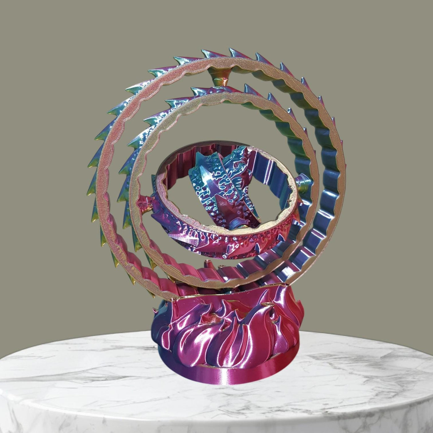 Gyroscope Dragon Toy – Articulated Dragon with Fire Effect Base, Decorative & Functional Gyroscope, Perfect for Display and Entertainment