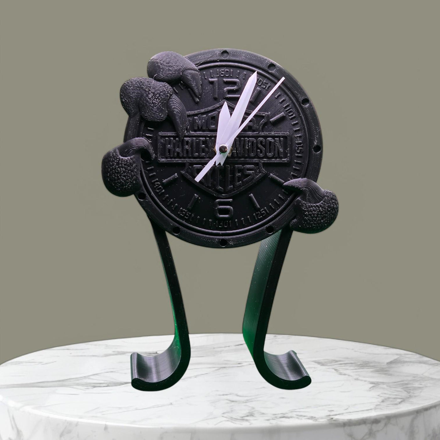 Harley Davidson-Inspired Headphone Stand and Clock – Unique Desk Organizer for Bikers, Functional Decor and Gift for Motorcycle Enthusiasts