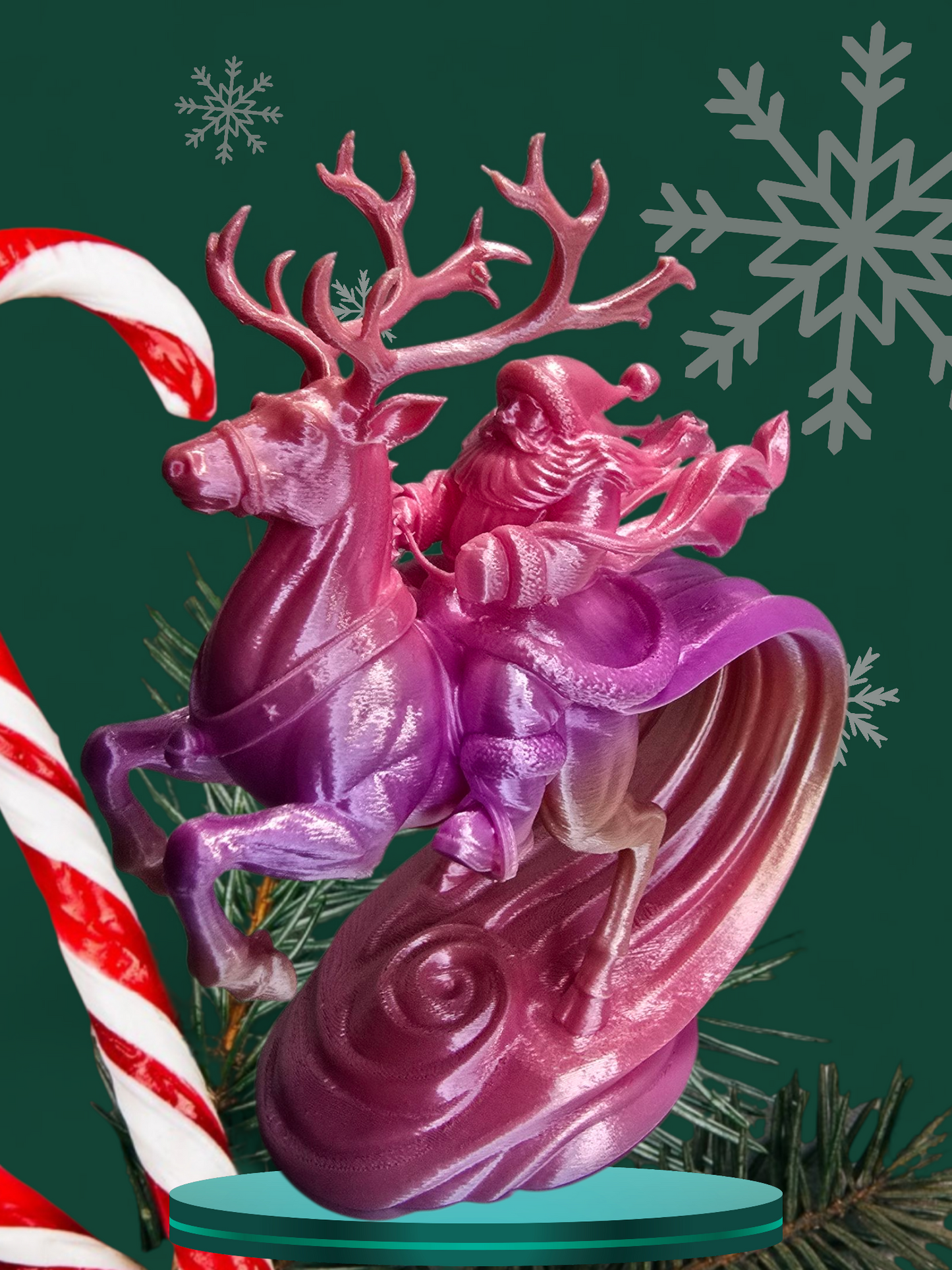 Santa riding a Reindeer