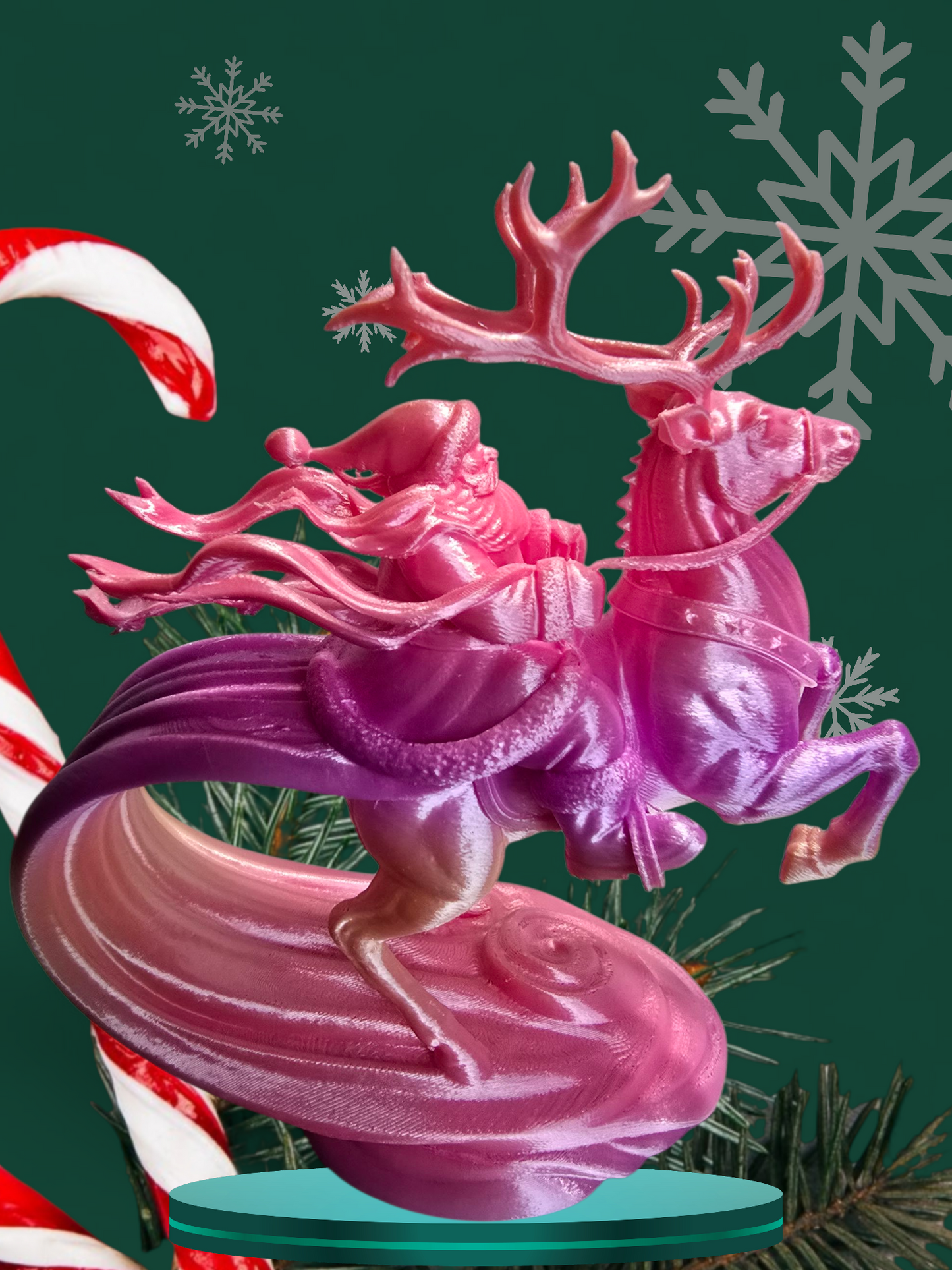 Santa riding a Reindeer