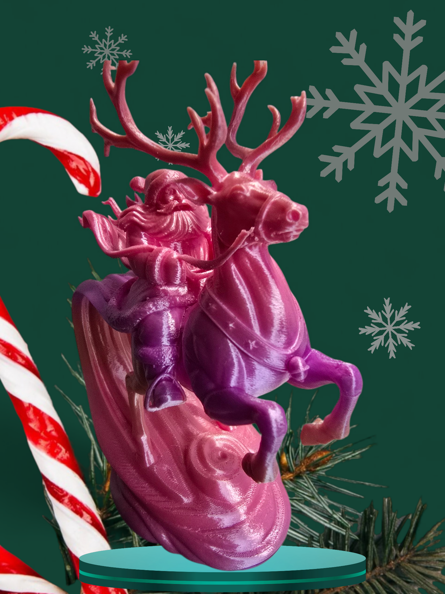 Santa riding a Reindeer