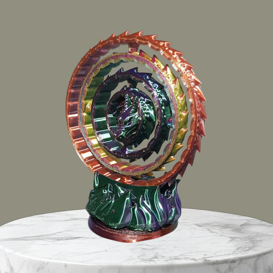 Gyroscope Dragon Toy – Articulated Dragon with Fire Effect Base, Decorative & Functional Gyroscope, Perfect for Display and Entertainment
