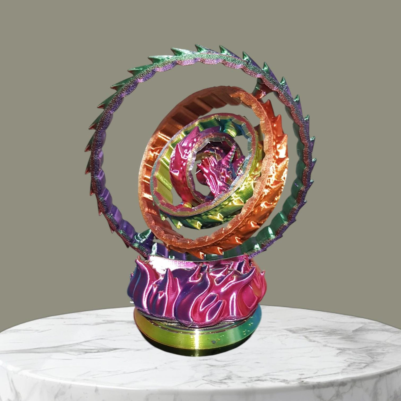 Gyroscope Dragon Toy – Articulated Dragon with Fire Effect Base, Decorative & Functional Gyroscope, Perfect for Display and Entertainment
