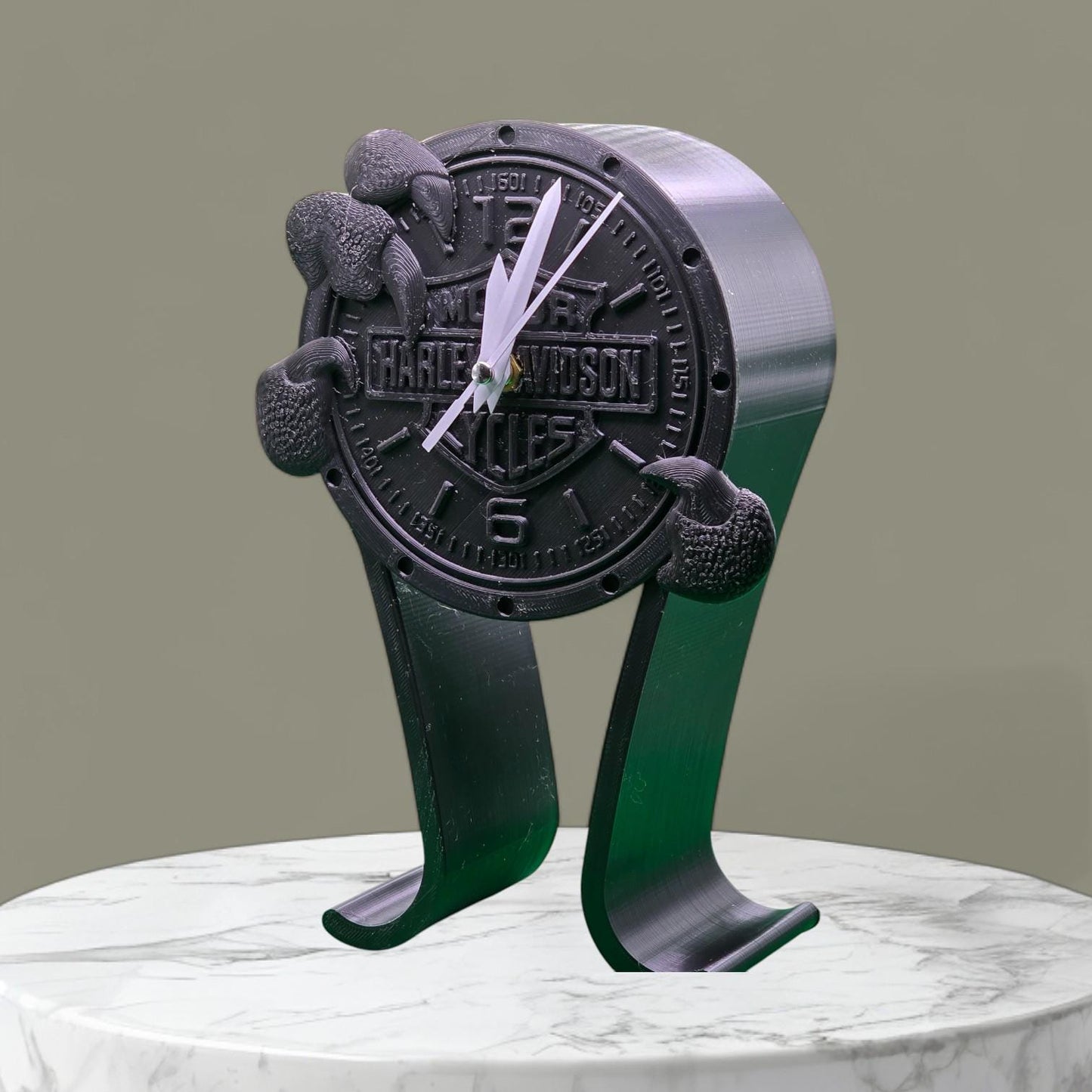 Harley Davidson-Inspired Headphone Stand and Clock – Unique Desk Organizer for Bikers, Functional Decor and Gift for Motorcycle Enthusiasts