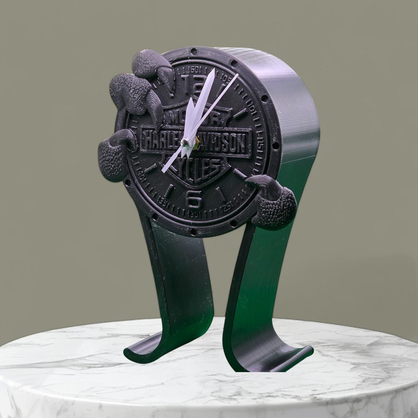 Harley Davidson-Inspired Headphone Stand and Clock – Unique Desk Organizer for Bikers, Functional Decor and Gift for Motorcycle Enthusiasts