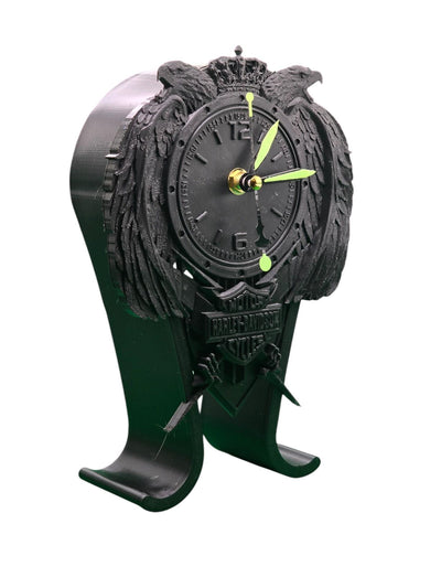 Harley Davidson-Inspired Headphone Stand and Clock 2, Unique Desk Organizer for Bikers, Functional Decor and Gift for Motorcycle Enthusiasts